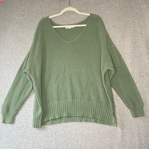Lucky Brand Cotton V Neck Light green Sweater 2x #HH